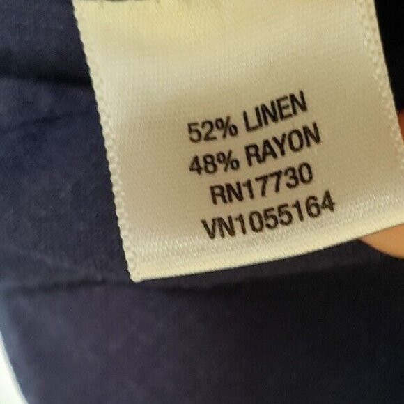 Merona Womens 6 Dress Short Sleeve Waist Tie Half Button Linen Rayon Blue V Neck - Picture 7 of 7